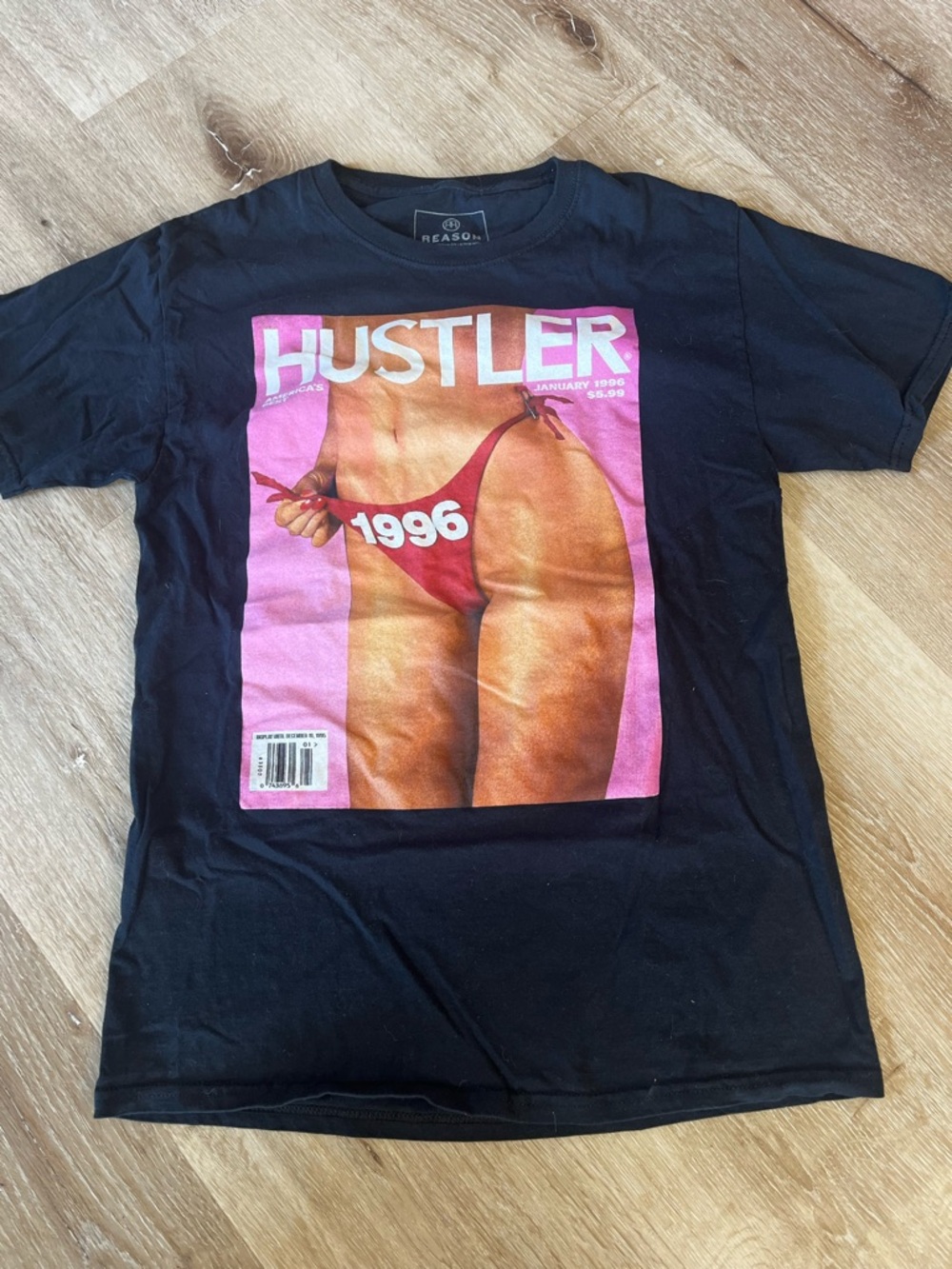 Reason x Hustler Limited Edition Tee - Black with Orange & Pink Print
